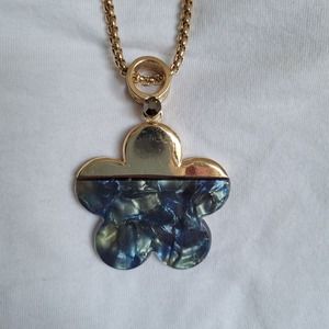 NWT Women's Gold Long Flower Pendant Necklace